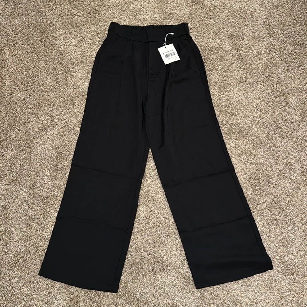 Black Wide-Leg Tailored Pants - Picture 6 of 9
